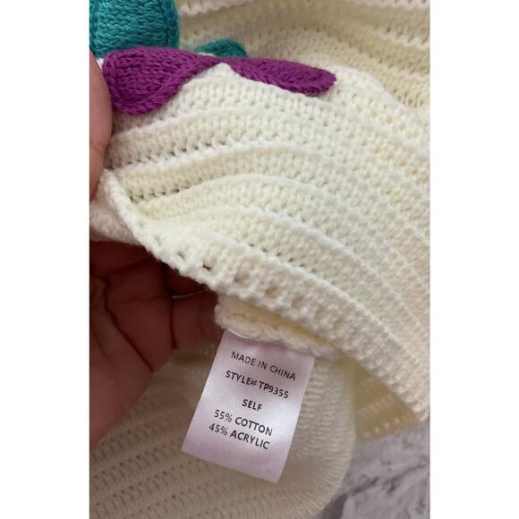 New Sweet Generis Daisy Sweater Top Size M Cream Multi - Picture 4 of 6